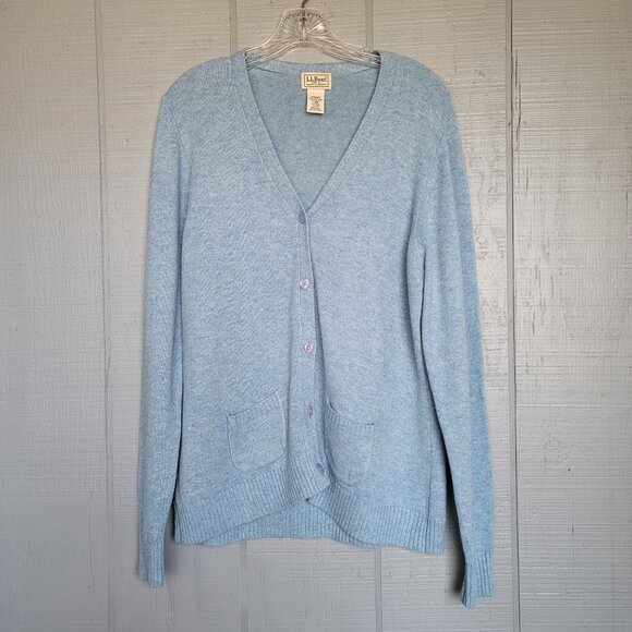 L.L. Bean Women's Lamb's Wool Blend V-Neck Cardigan Sweater. Size L - Picture 1 of 4